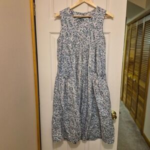 90s Laura Ashley Vintage Floral Midi Dress Blue Lavender Cottagecore Pockets UK